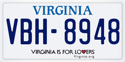 VA license plate VBH8948