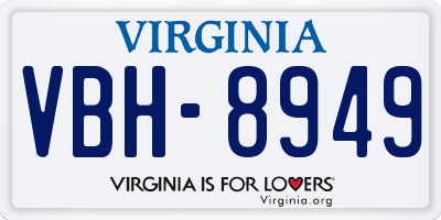 VA license plate VBH8949