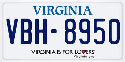 VA license plate VBH8950