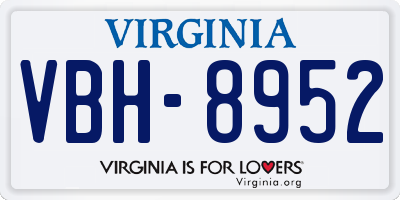 VA license plate VBH8952