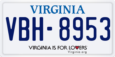 VA license plate VBH8953