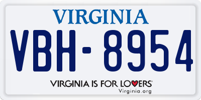 VA license plate VBH8954