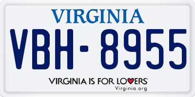 VA license plate VBH8955