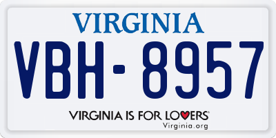 VA license plate VBH8957