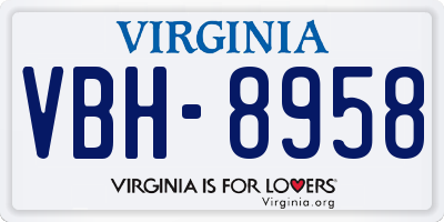 VA license plate VBH8958