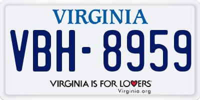 VA license plate VBH8959