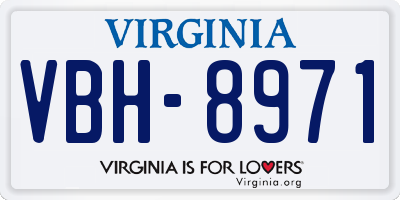 VA license plate VBH8971
