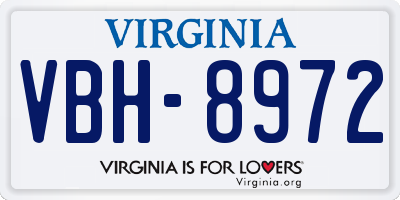 VA license plate VBH8972