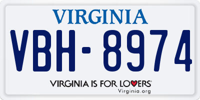 VA license plate VBH8974