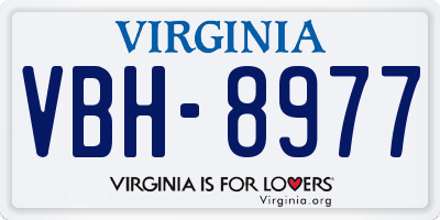VA license plate VBH8977