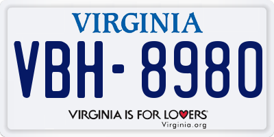 VA license plate VBH8980