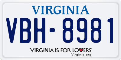 VA license plate VBH8981
