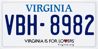 VA license plate VBH8982