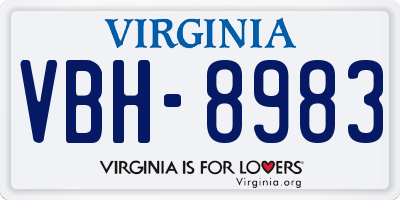 VA license plate VBH8983