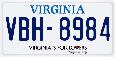 VA license plate VBH8984