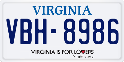 VA license plate VBH8986