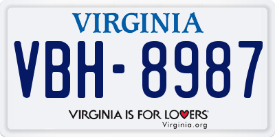 VA license plate VBH8987
