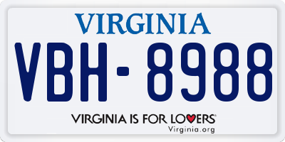 VA license plate VBH8988
