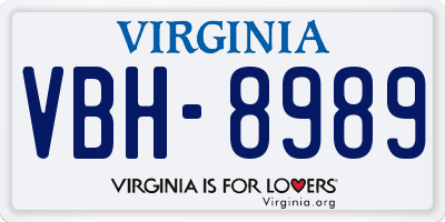 VA license plate VBH8989