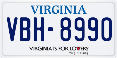 VA license plate VBH8990