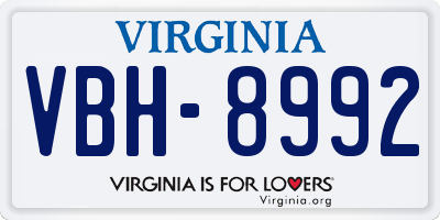 VA license plate VBH8992