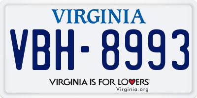 VA license plate VBH8993