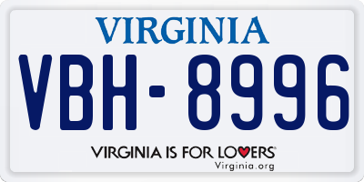 VA license plate VBH8996