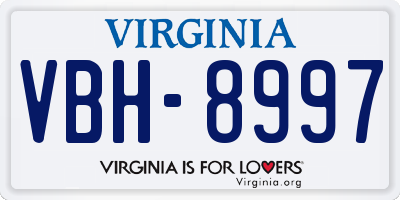 VA license plate VBH8997
