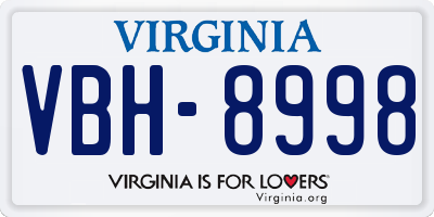 VA license plate VBH8998