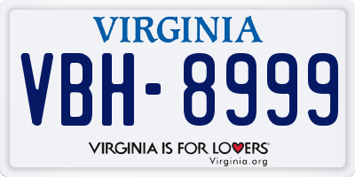 VA license plate VBH8999