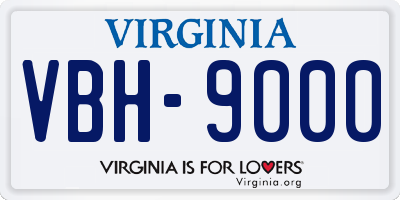 VA license plate VBH9000