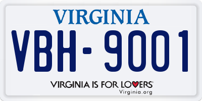 VA license plate VBH9001