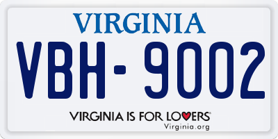 VA license plate VBH9002