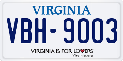 VA license plate VBH9003