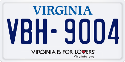 VA license plate VBH9004