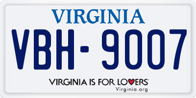 VA license plate VBH9007
