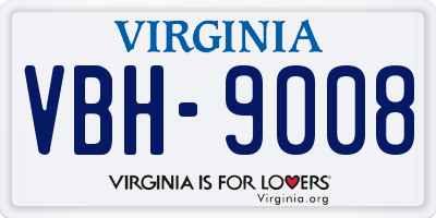 VA license plate VBH9008