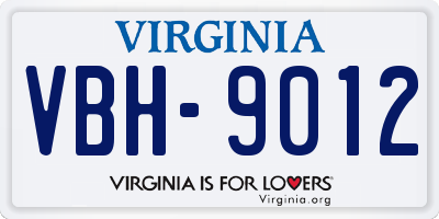 VA license plate VBH9012