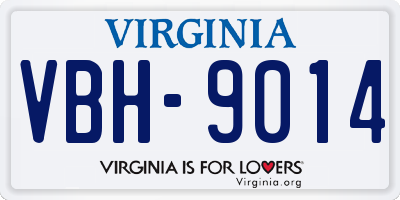 VA license plate VBH9014