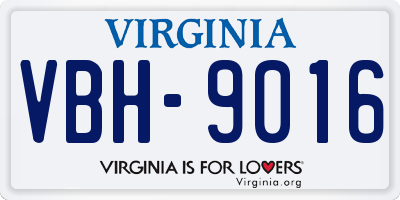 VA license plate VBH9016