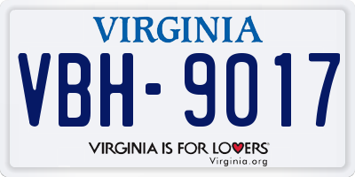 VA license plate VBH9017