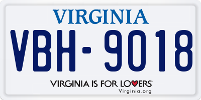 VA license plate VBH9018