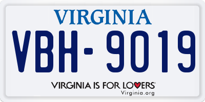 VA license plate VBH9019