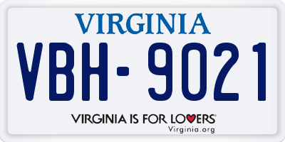 VA license plate VBH9021