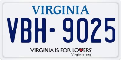 VA license plate VBH9025