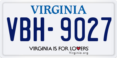 VA license plate VBH9027