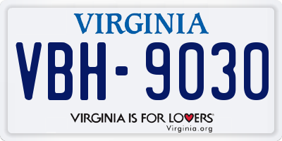 VA license plate VBH9030