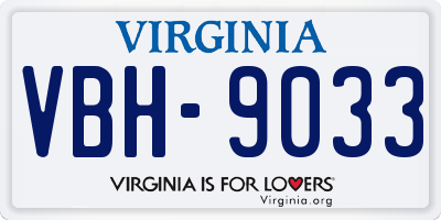 VA license plate VBH9033