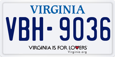 VA license plate VBH9036