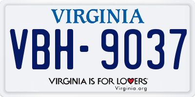 VA license plate VBH9037